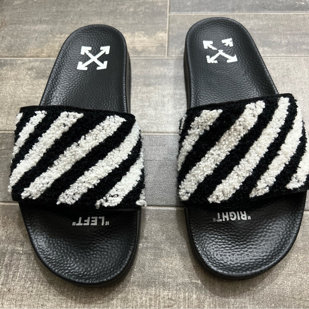 Off-White Monochrome Striped Slides
